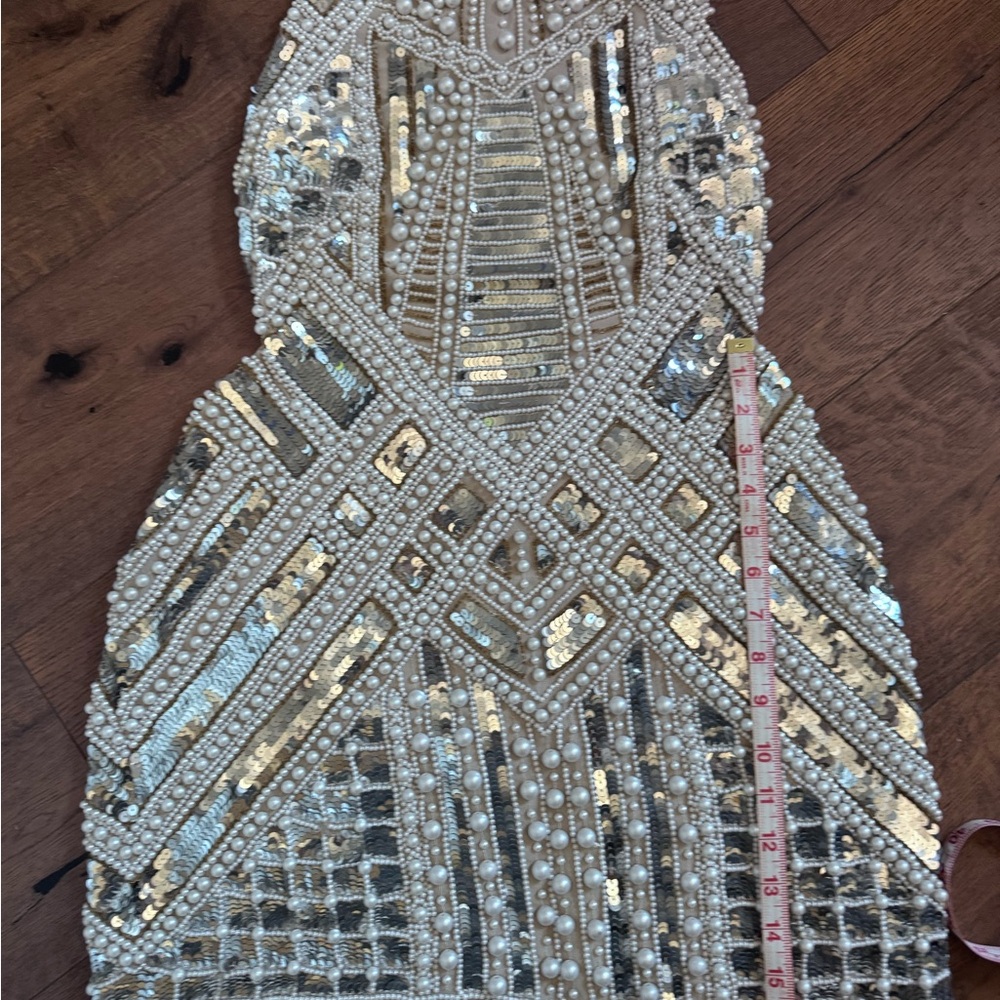 ASOS Elegant Silver Beaded Cocktail Dress - Picture 7 of 10